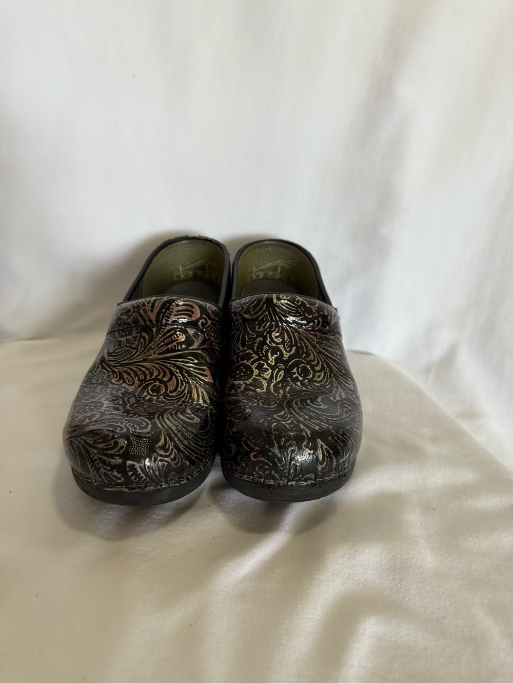 Women’s dansko XP 2.0 Slip-On Clog with Floral Metallic Pattern - Black